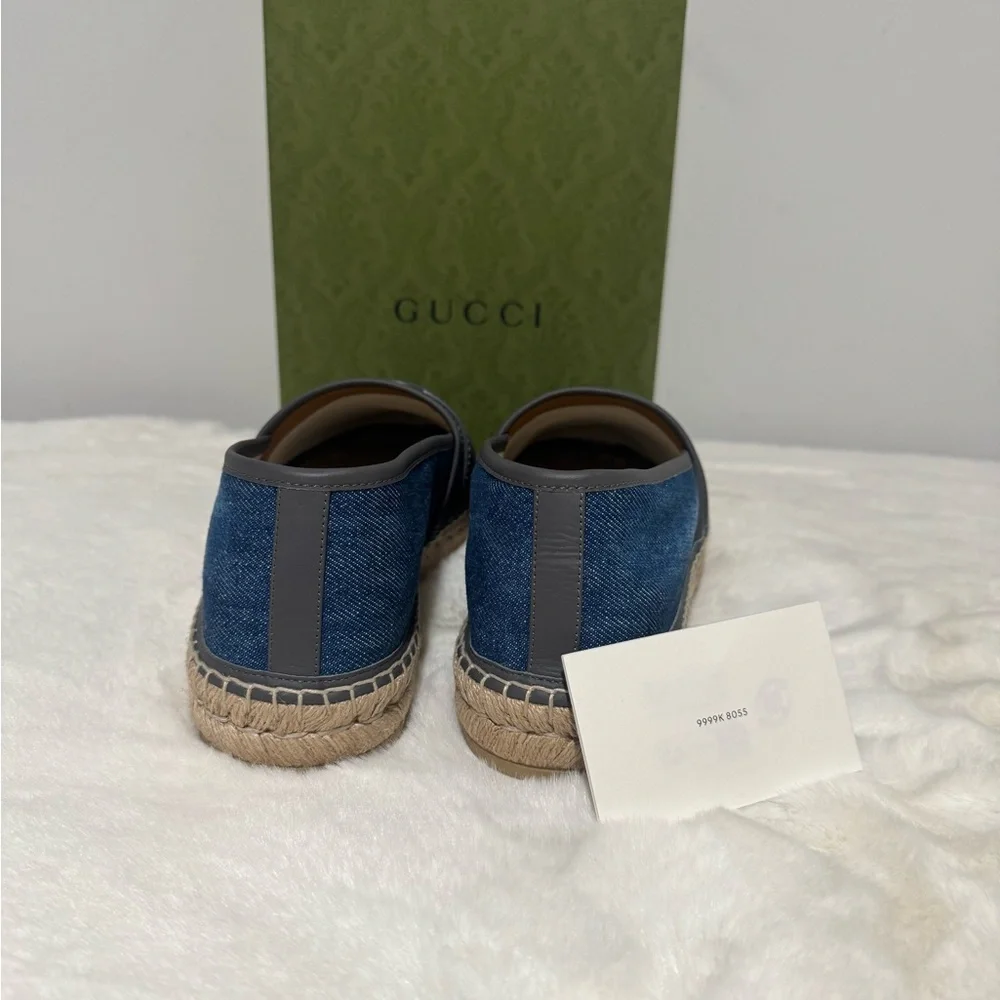 Men's Gucci Interlocking G Blue Denim Espadrille Size 7 US 7.5 Made In Spain - Picture 3 of 9
